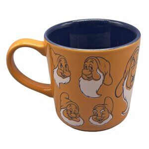 Seven Dwarfs Off To Work Crew Orange Disney Store Coffee Mug Tea Cup READ NEW